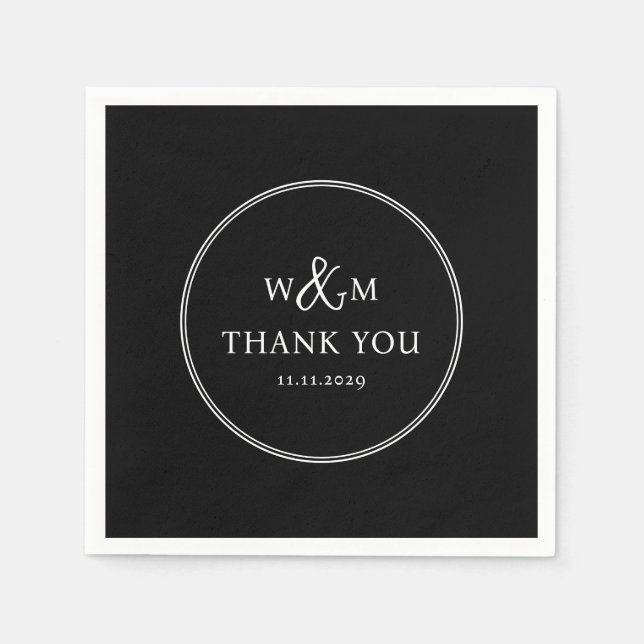 Simple Elegant Modern Monogrammed Wedding Napkin (Front)