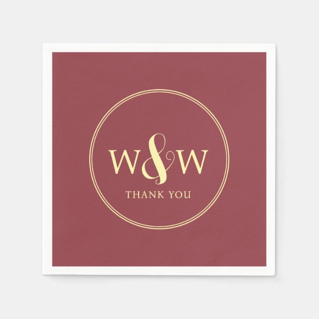 Simple Elegant Modern Monogrammed Wedding Napkin (Front)