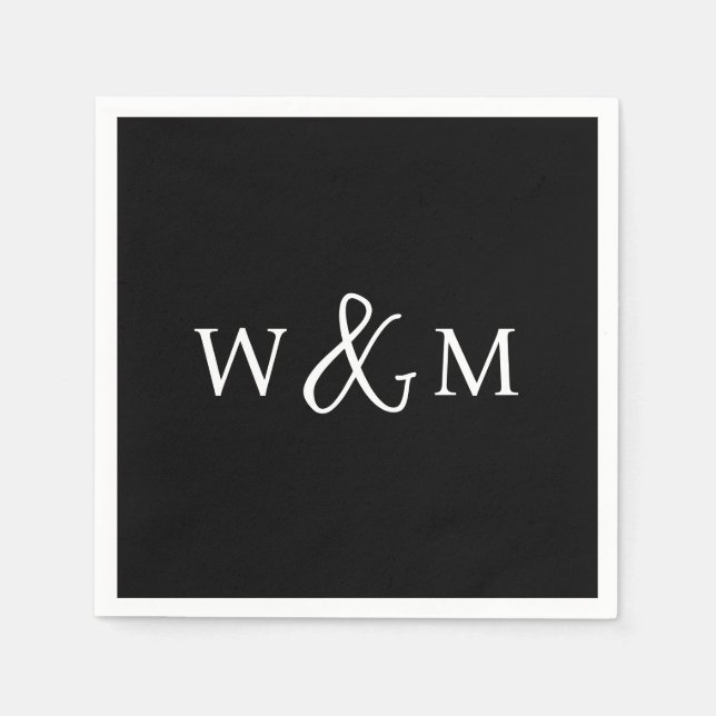 Simple Elegant Modern Monogrammed Wedding Napkin (Front)