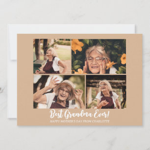 Simple Elegant Modern Mothers Day Grandma 4 Photo Holiday Card