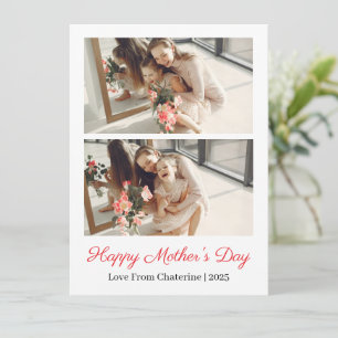 Simple Elegant Modern Mothers Day Photo Collage Holiday Card