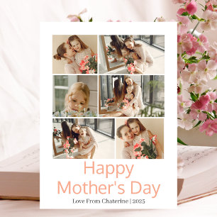 Simple Elegant Modern Mothers Day Photo Collage Holiday Card