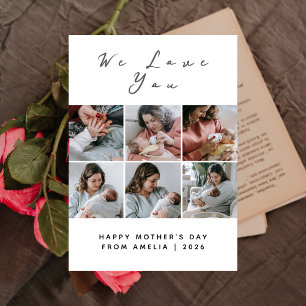 Simple Elegant Modern Mothers Day Photo Collage Holiday Card