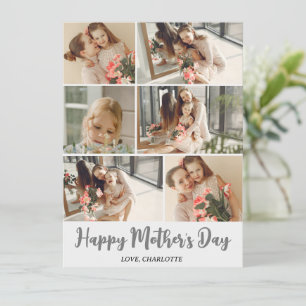 Simple Elegant Modern Mothers Day Photo Collage Holiday Card