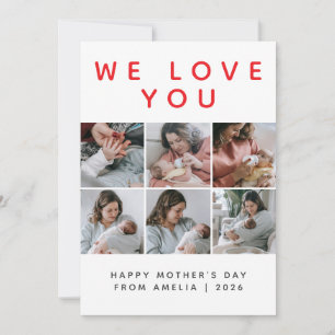 Simple Elegant Modern Mothers Day Photo Collage Holiday Card
