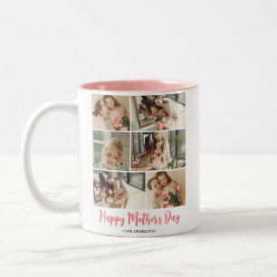 Simple Elegant Modern Mothers Day Photo Collage Two-Tone Coffee Mug