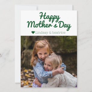 Simple Elegant Modern Mothers Day Photo Name Holiday Card