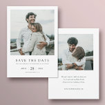 Simple Elegant Modern Multi Photo Wedding  Save The Date<br><div class="desc">This simple, elegant modern photo wedding save the date flat card template features your names and details in black beneath your photo on the front, with space for a second photo and your custom message on the back The default text colour on both sides is black. This design looks great...</div>