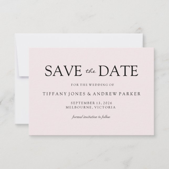 Simple Elegant Modern Peach Wedding Save the date (Front)