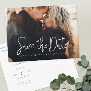 Simple Elegant Modern Photo Save the Date Invitation Postcard