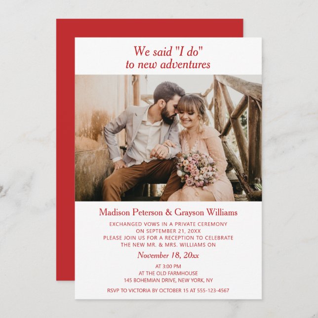 Simple Elegant Modern Photo We Said I Do Married Invitation (Front/Back)