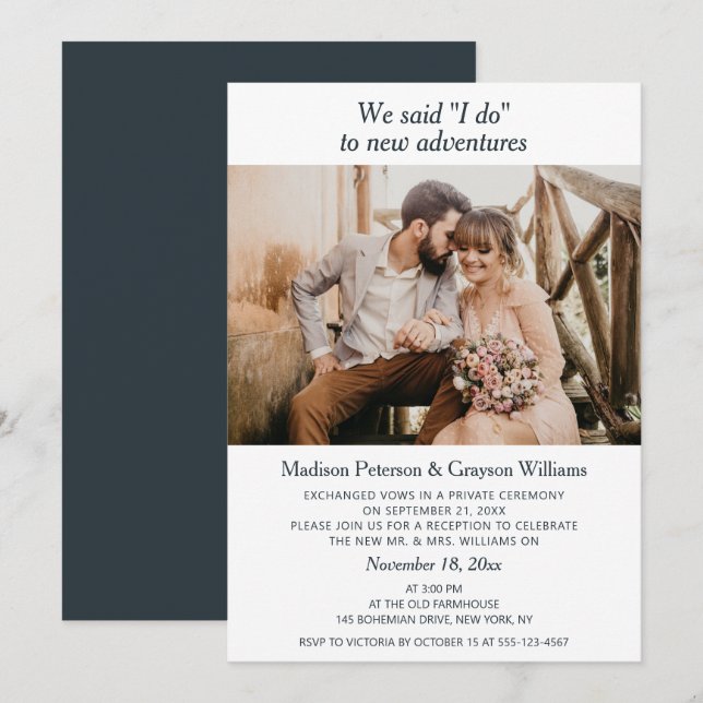 Simple Elegant Modern Photo We Said I Do Married Invitation (Front/Back)