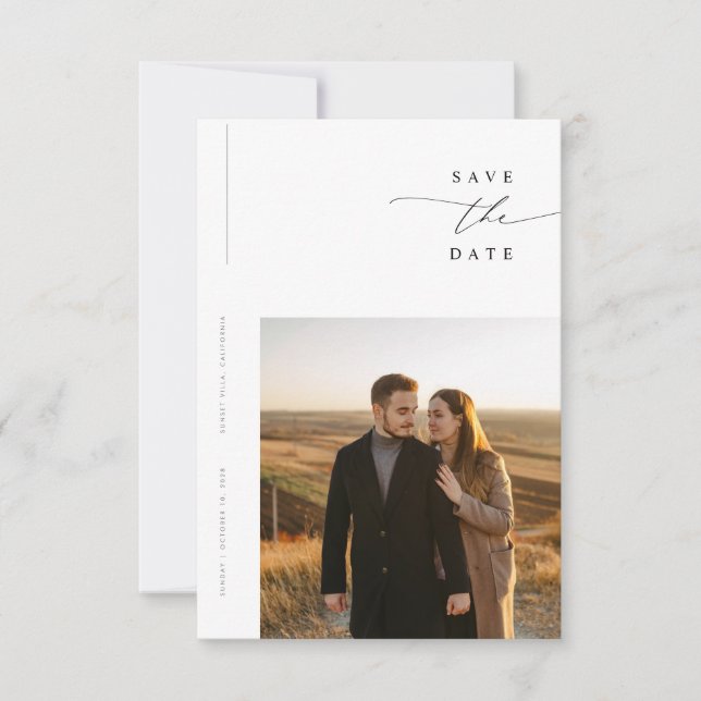 Simple Elegant Modern Photo Wedding Budget Save The Date (Front)