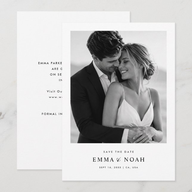 Simple Elegant Modern Photo Wedding Save the Date (Front/Back)