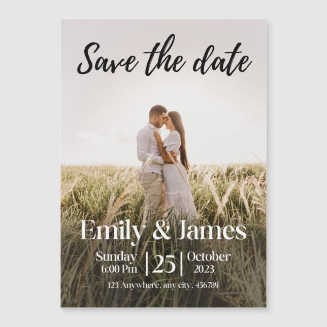 Simple Elegant Modern Photo Wedding Save the Date  (Front)