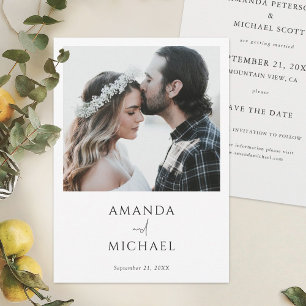 Simple Elegant Modern Photo Wedding Save The Date