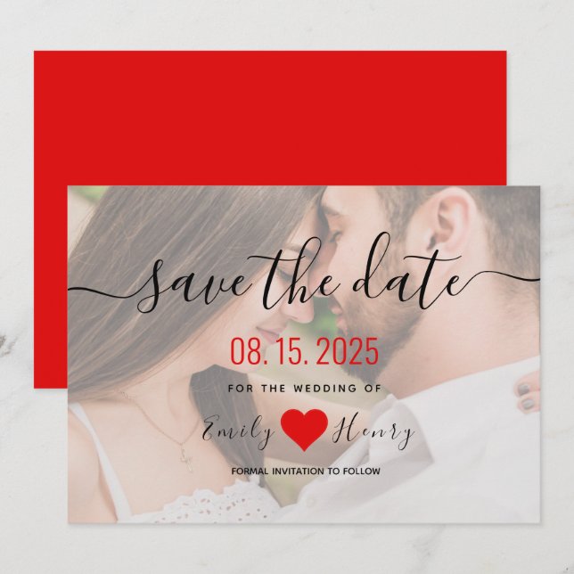 Simple Elegant Modern Photo Wedding Save The Date (Front/Back)
