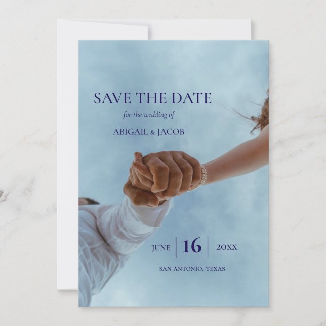 Simple Elegant Modern Photo Wedding Save the Date Invitation (Front)