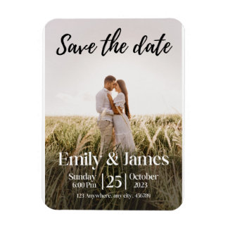 Simple Elegant Modern Photo Wedding Save the Date Magnet
