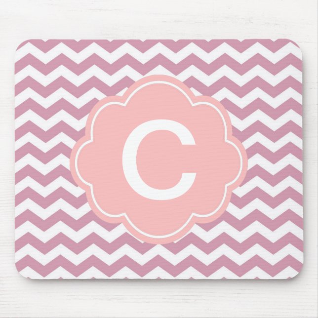simple, elegant, modern pink chevron zigzag mouse pad (Front)