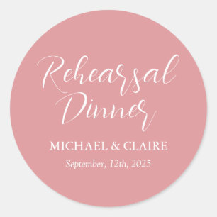 Simple Elegant Modern Rehearsal Dinner Wedding Classic Round Sticker