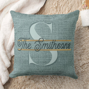 Simple Elegant Modern Rustic Gold Monogram & Name Throw Pillow