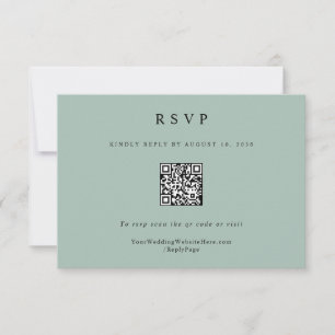Simple Elegant Modern Sage Green Wedding QR Code RSVP Card