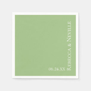 Simple Elegant Modern Sage Text Wedding Napkin