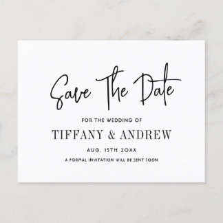 Simple Elegant Modern Save The Date Wedding Announcement Postcard