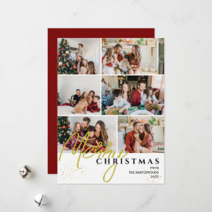 Simple Elegant modern Script 6 photo Christmas Holiday Card