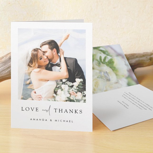 Simple Elegant Modern Script Custom Photo Wedding  Thank You Card (Creator Uploaded)