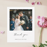 Simple Elegant Modern Script One Photo Wedding  Thank You Card<br><div class="desc">This simple, chic photo wedding thank you flat card template features a clean, modern design. The default card shape is standard sharp corners, but rounded corners also work wonderfully with this design, so try both looks in editing mode and see which strikes your fancy! The default text colour on both...</div>