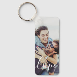 Simple Elegant Modern Script Photo Keychain