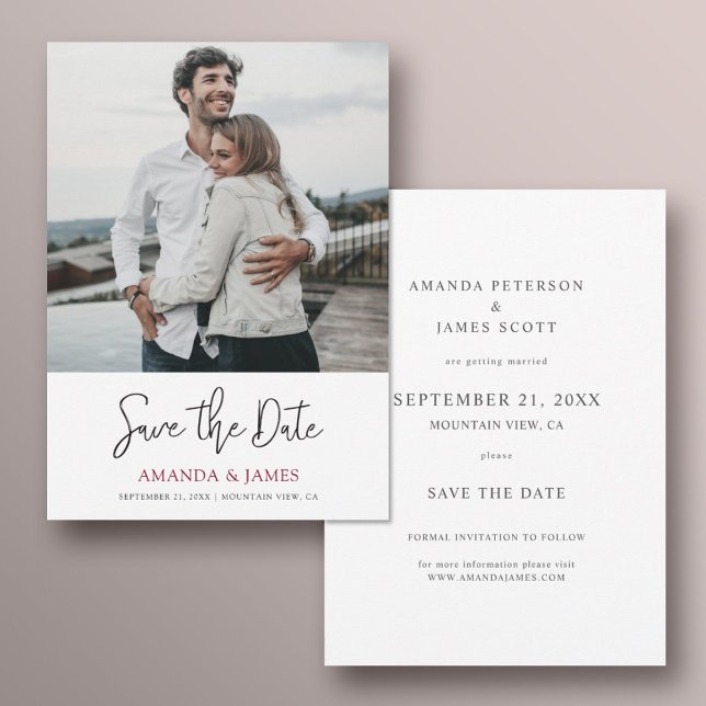 Simple Elegant Modern Script Photo Save the Date (Creator Uploaded)