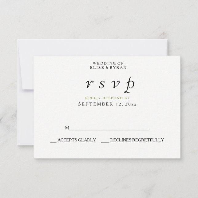 Simple Elegant Modern Script Wedding RSVP (Front)