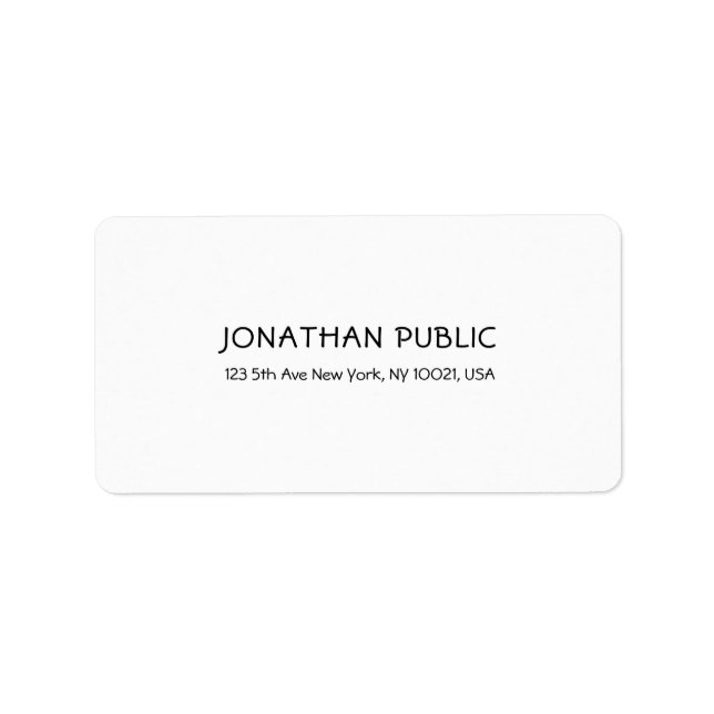 Simple Elegant Modern Template White Address Label (Front)