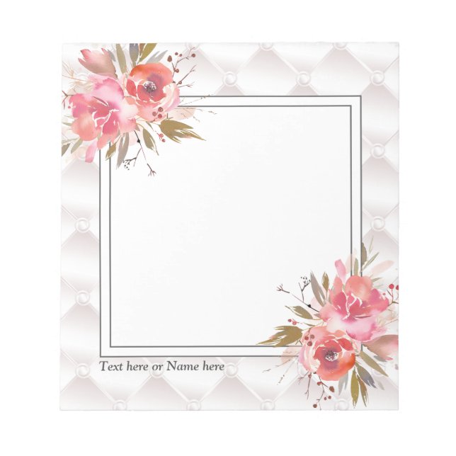 simple, elegant, modern, trendy, floral notepad (Front)