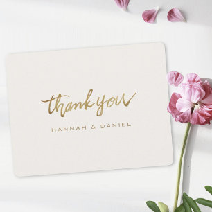 Simple Elegant Modern Typography Gold Wedding Thank You Card