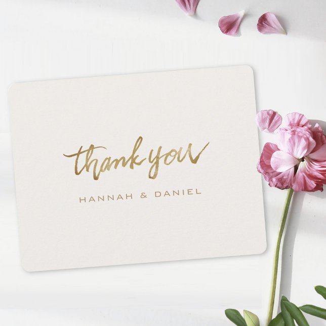 Simple Elegant Modern Typography Gold Wedding Thank You Card (Creator Uploaded)