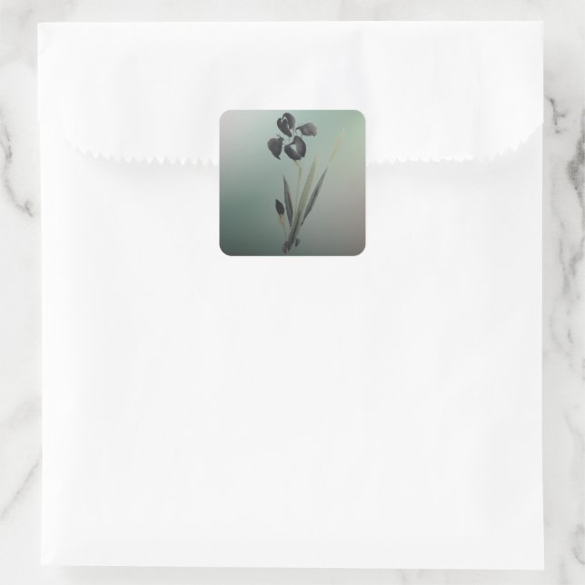 Simple Elegant Modern Ukiyo-e Japanese Iris Square Sticker (Bag)