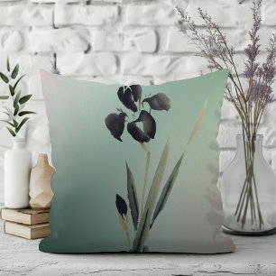 Simple Elegant Modern Ukiyo-e Japanese Iris Throw Pillow