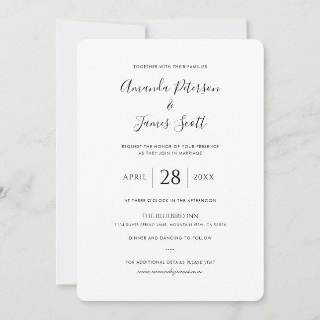 Simple Elegant Modern Wedding Invitation Template  (Front)