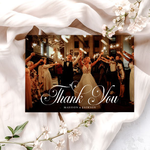 Simple Elegant Modern Wedding Photo Thank You Card