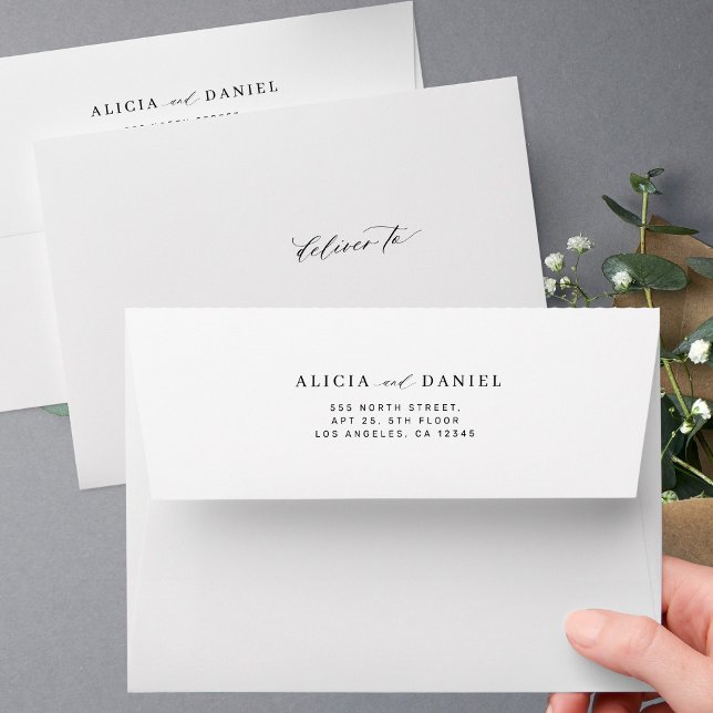 Simple elegant modern wedding return address  envelope (Creator Uploaded)