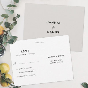 Simple Elegant Modern Wedding RSVP Postcard