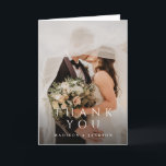 Simple Elegant Modern Wedding Vertical Photo Thank You Card<br><div class="desc">Simple Elegant Modern Wedding Vertical Photo Thank You Card features your full wedding photo,  with elegant type overlay. Customize your special wedding thank you on the back,  or remove it to leave the back blank for your handwritten message of thanks.</div>