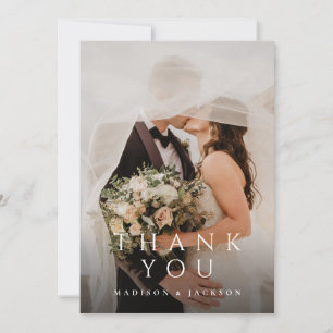 Simple Elegant Modern Wedding Vertical Photo Thank You Card