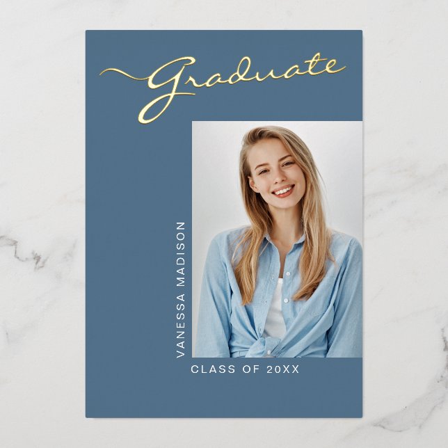Simple élégant moderne | 1 Carte Grad Photo Foil (Recto)
