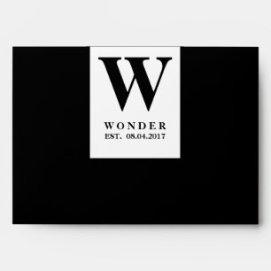 Simple Elegant Monogram black minimalist Wedding  Envelope
