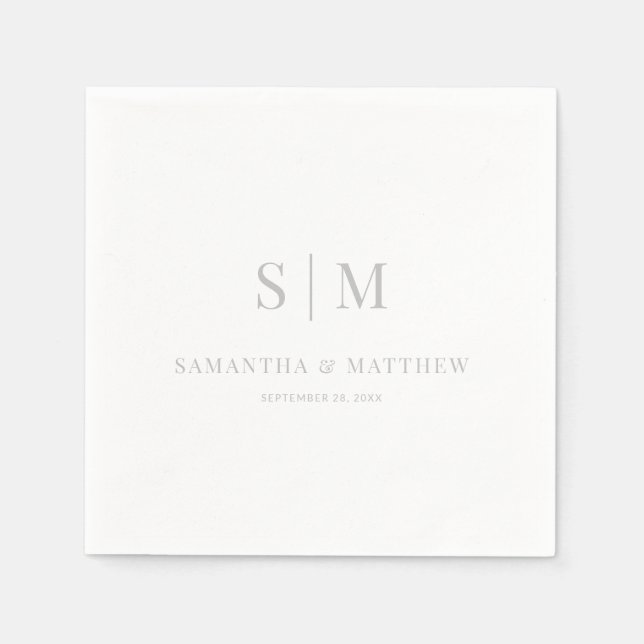 Simple Elegant Monogram Couple Initials Wedding Napkin (Front)